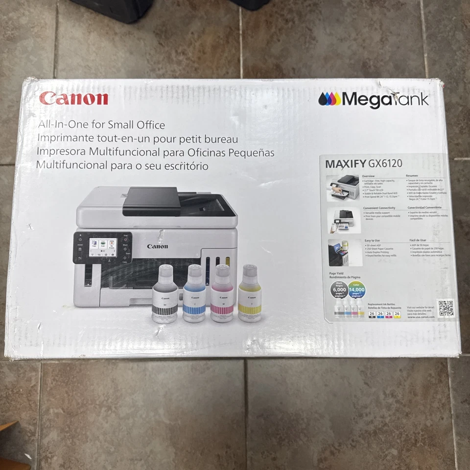 Canon MegaTank GX6120 Wireless All-in-One Printer - Print/Scan/Copy w/ 2-Yr Ink - Image 3 of 4