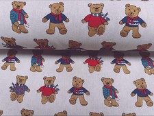 Teddy Bear Linen Look Fabric Digital Print for Curtains Upholstery - 140cm Wide