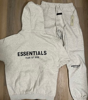 Essentials Fear of God Gray Tracksuit Hoodie & Pants Set Men's