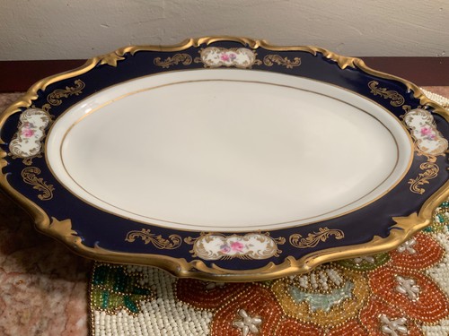 Vintage Reichenbach Echt Kobalt Cobalt Blue GDR Serving Platter 13”