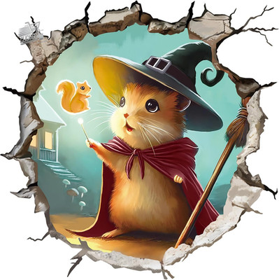 3D Wandtattoo Höhle Maus Cartoons Wandsticker Zauberer Schlafzimmer