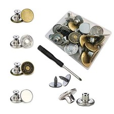 Jean Buttons No Sew 20 Sets Replacement Jean Buttons 17mm Combo Copper Tack B...