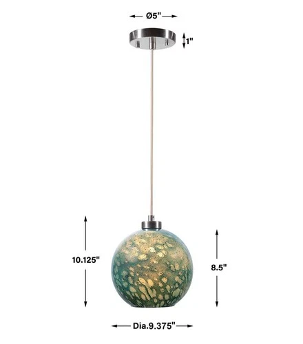 UTTERMOST 22198 GEMBLUE 1-LIGHT PENDANT WITH BLUE AQUA STONE GLASS SHADE - Picture 7 of 7