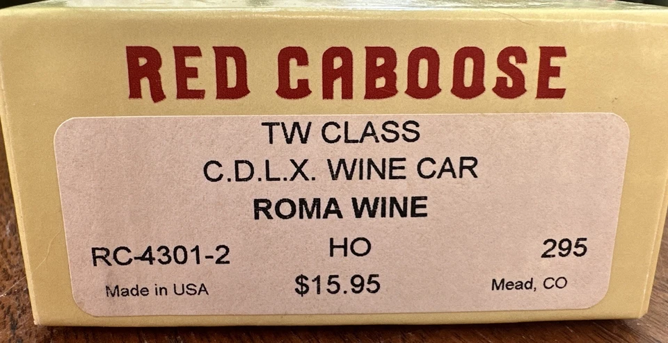 Red Caboose HO Kit #RC-4301-2 TW Class C. D. L. X. Wine Car Roma Wine Co Inc NY - Image 2 of 4