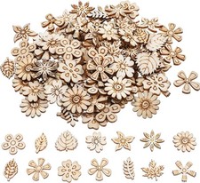 100 Pcs Unfinished Wooden Flower Wood Pieces Wood Flower Cutouts Wooden Flower