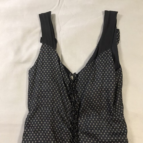 Isabel Marant Etoile Kleid Damen Größe 36 Blau Gold Leinen Rüschen Ärmellos Reißverschluss - Bild 11 von 12