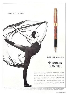 1995 PARKER SONNET Ambre Laque Pen Born to Perform Original PRINT AD
