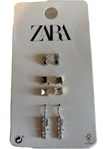 Zara Multi 4 Paia Orecchini Tono Argento Huggies Borchia Pendente Aperto Solo per Foto - Foto 2 di 4