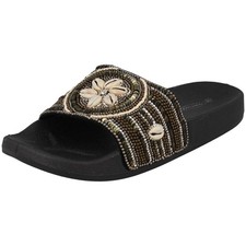 Damen Spot On Offene Zehe Perlen Sommer Mule