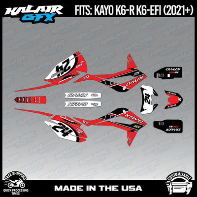 Graphics Kit for Kayo K6-R K6-EFI 250 (2021+) Speed Series - RED