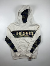 Levi's Hoodie Sweatshirt Youth Large Cream Camo Pullover Levi Strauss Logo