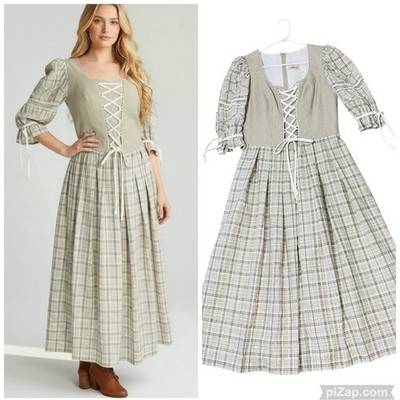 LANDHAUS Germany Prairie Midi Dress Milkmaid Dirndl Traditional Size 10 Medium