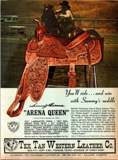 Arena Queen Saddle Tex Tan Vintage Print Ad Ephemera Wall Decor Sammy Thurman
