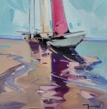 Jose Trujillo Fine Art PRINT 16x16" Collectible Artist Sailboats Impressionism