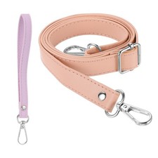 28-52 Inch Adjustable Leather Purse Strap with Wristlet, Pink/Silver