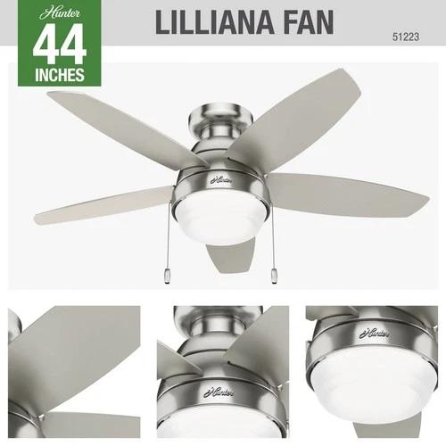 Hunter Fans - Lilliana-Low Profile Ceiling Fan with LED Light Kit and Pull Chain - Picture 2 of 2