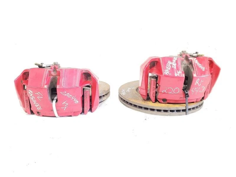 Juego de pinzas de freno delanteras rojas con rotores OEM 2013 2014 2015 Jaguar XF XFR Foto 3 de 4