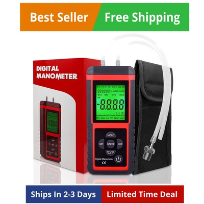 #ad Manometer Professional Air Pressure Meter Dual Port HVAC Digital Manometers... $61.08