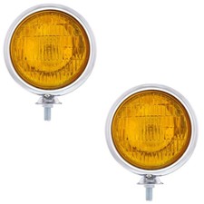 Chrome Vintage Style Amber Fog Lights - 12 V Pair H3 35w Universal Chrome Vintage Style Amber Fog Lights - 12 V Pair H3 35w Universal
