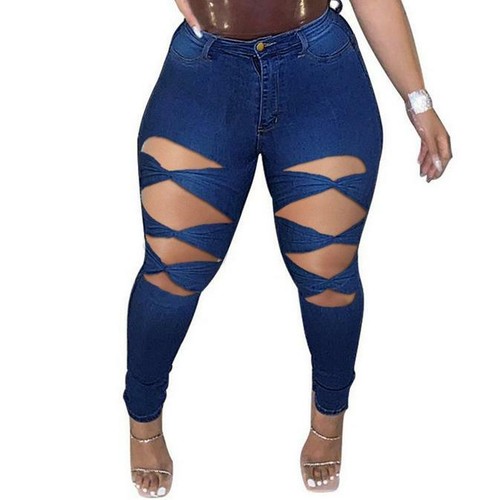 womens high waist Women's skinny ripped 