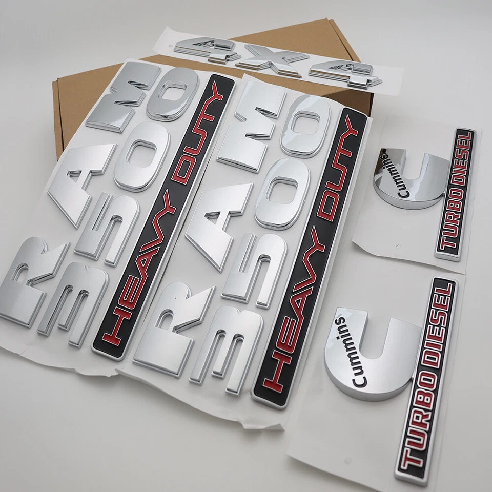 Set For 2013-2018 RAM 3500 Heavy Duty Emblems Cummins Turbo Diesel 4X4  Chrome - Image 4 of 4