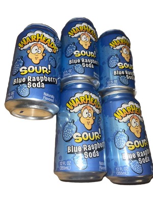 4 Cans X 12 oz Sour Blue Raspberry Warheads Candy Soda Throwback Cocktail Mixer