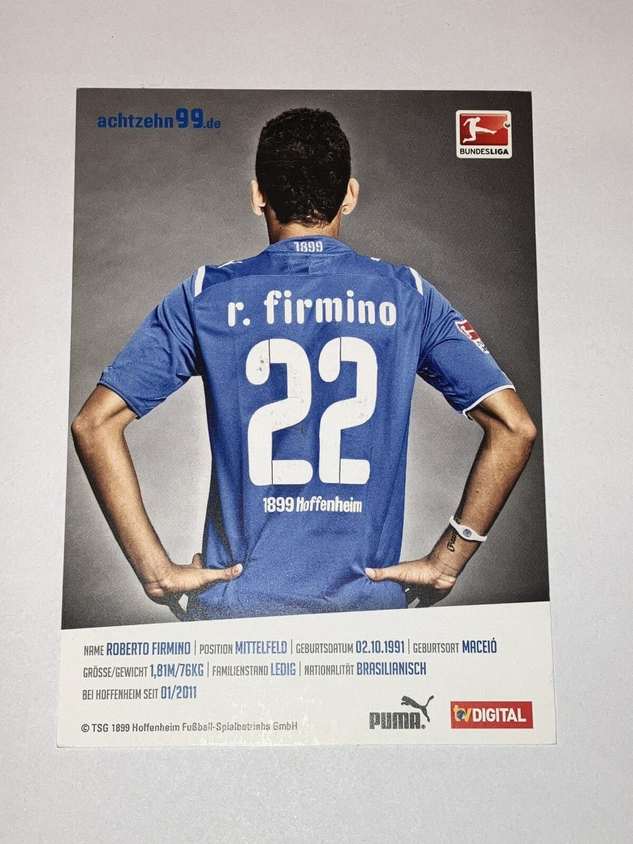 Roberto Firmino Official Hand Signed Hoffenheim Autograph Card Liverpool  ⚽️