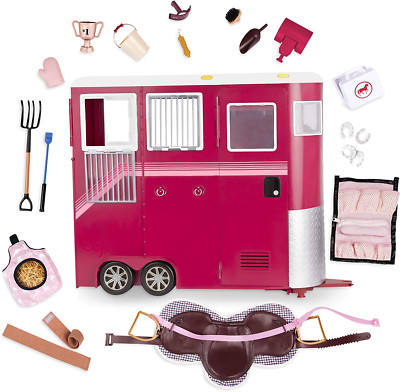 Our Generation by Battat- Mane Attraction- Horse, Equestrian Trailer for 18'' Dol