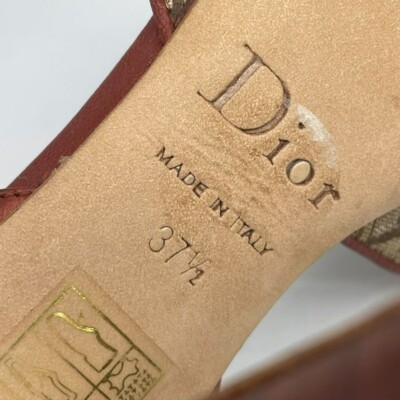 DIOR Vintage 00s Oblique Jacquard Canvas Slingback Brown Pumps
