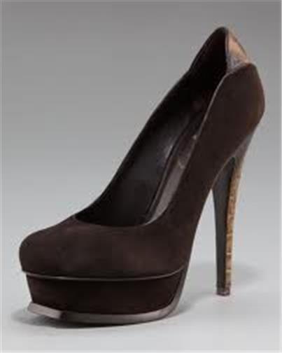YSL Yves Saint Laurent Tribute 105 Brown Suede Ostrich Heel Pumps Shoes $1 095