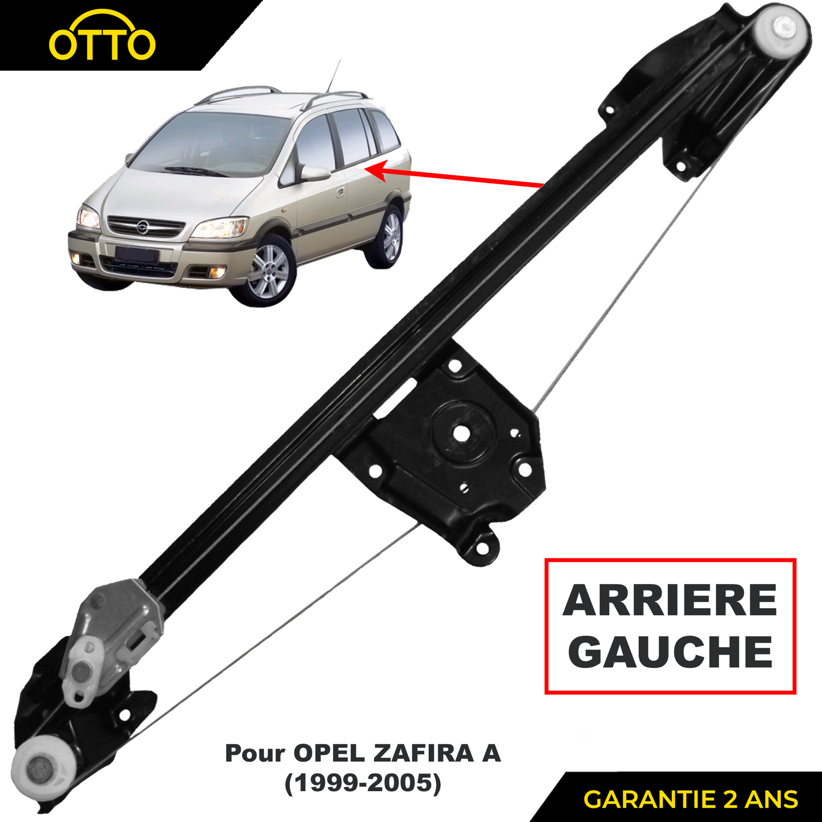 Lève-vitre électrique arrière gauche pour Opel Zafira A de 1999 à 2005