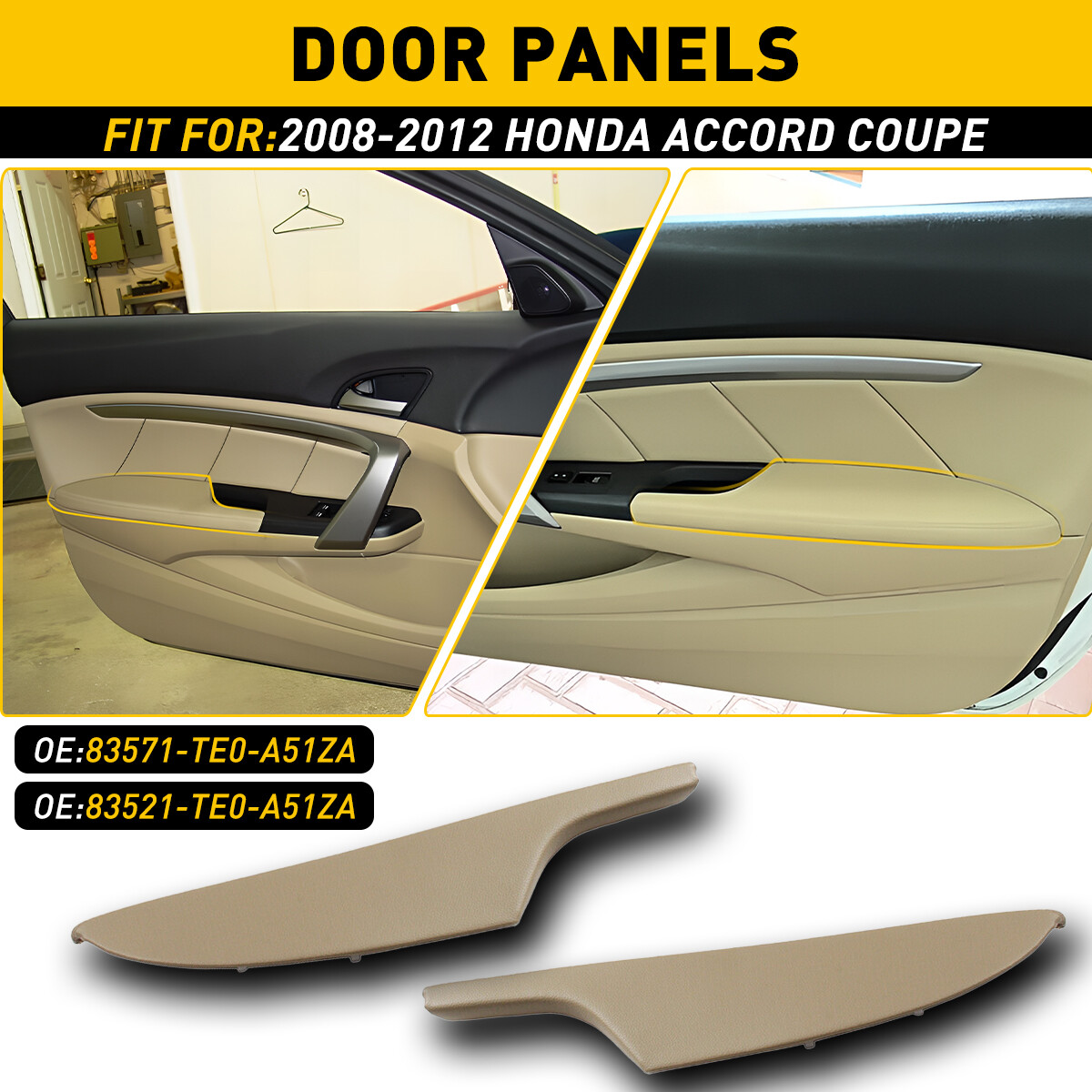 Heit Gloss Black Side Door Handle Cover Trim – 4-Piece Set – Fits Honda Accord Sedan 2008-2012
