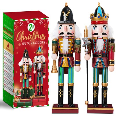 2 Stück Weihnachten Nussknacker Soldat Holz 30 cm Ornament Weihnachtsdeko blau
