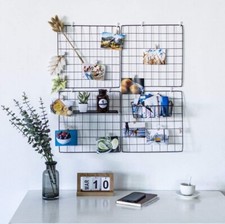 4Pack Wire Grid Panel Picture Display Iron Decorative Photograph Wall 12x12 Inch