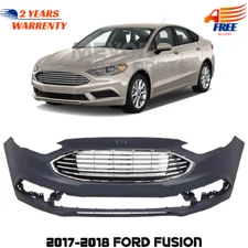 Front Bumper Cover & Grille Assembly Chrome For 2017-2018 Ford Fusion