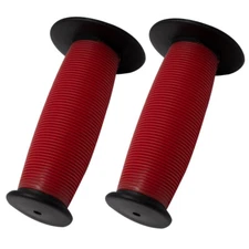 PRO+OLD SCHOOL BLACK/RED BMX 2TONE MUSHROOM GRIPS VINTAGE BICYCLE HANDLEBAR