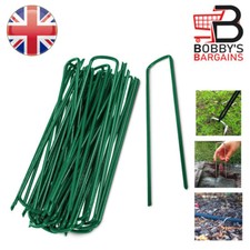 GARDEN PEGS GROUND PINS HEAVY DUTY GARDEN WEED MEMBRANE FABRIC TENT TURF HOOKS