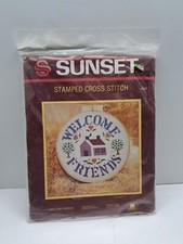 Sunset Stamped Cross Stitch Kit 4925  Welcome Friends  Fits 12  Loop New Sealed