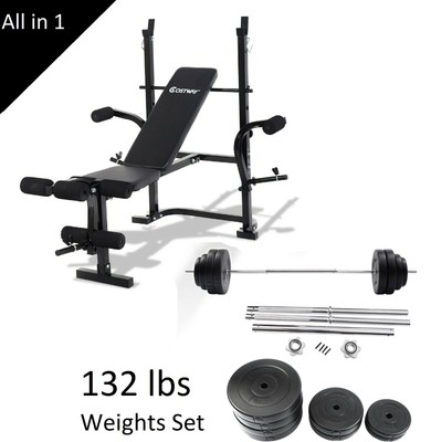 Weight Bench Set Adjustable Workout Bench With Weights Sit Up