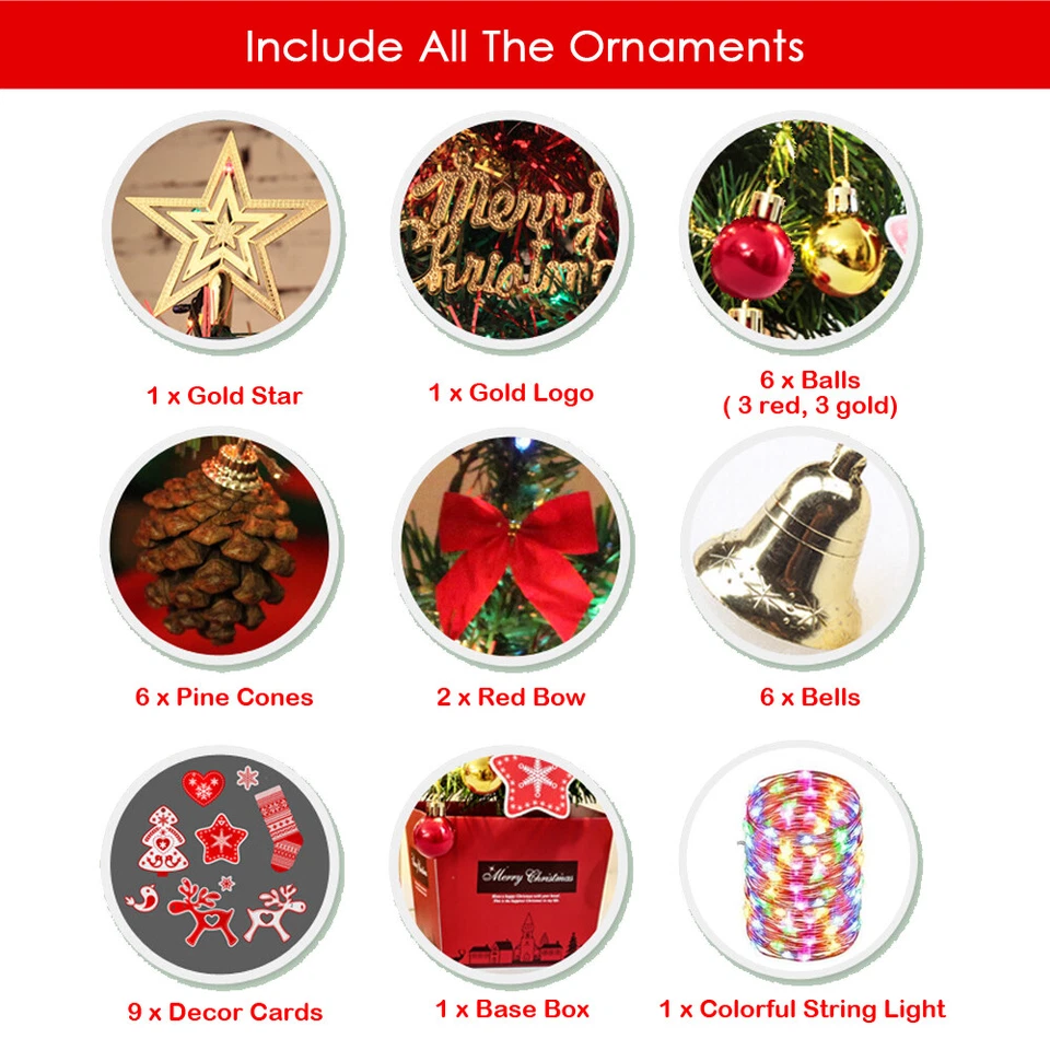 2ft Small Christmas Tree Mini Tabletop Artificial with Lights Decor DIY Ornament - Image 3 of 4