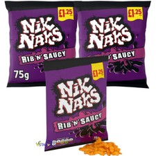 Nik Naks Scampi 'N' Lemon Crisps,Nice 'N' Spicy Crisps,Rib 'N' Saucy Crisps 75g