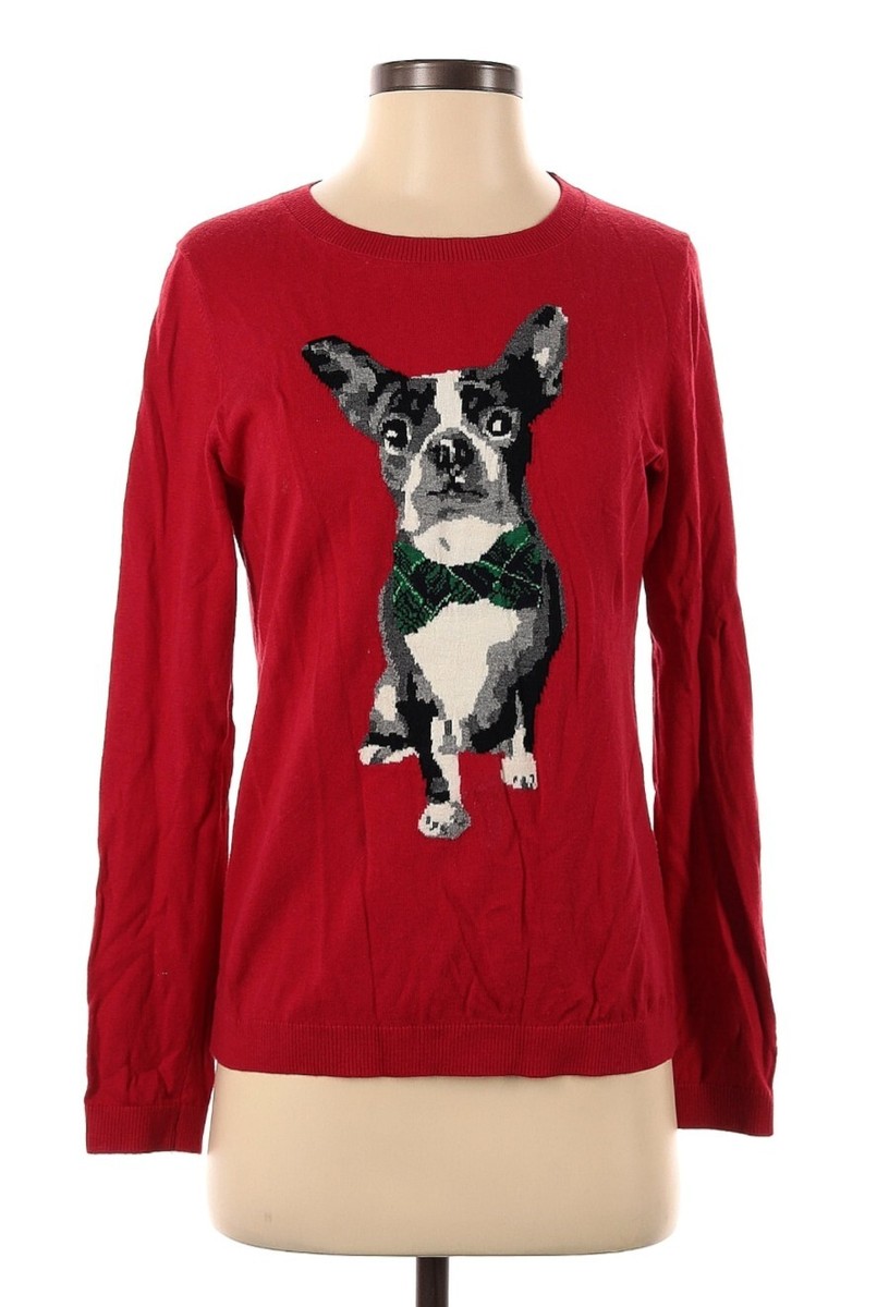 Talbots Boston Terrier Dog Ladies sweater blouse Small Free Shipping PO