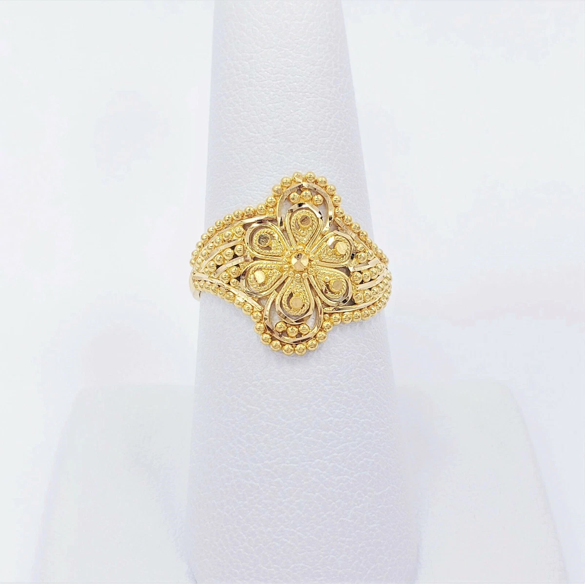 Genuine 22K Solid Gold Ring US 7.5 Female Hallmarked 916 Stunning Craftsmanship