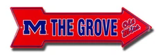 OLE MISS REBELS THE GROVE EMBOSSED METAL ARROW SIGN UNIVERSITY MISSISSIPPI CAVE