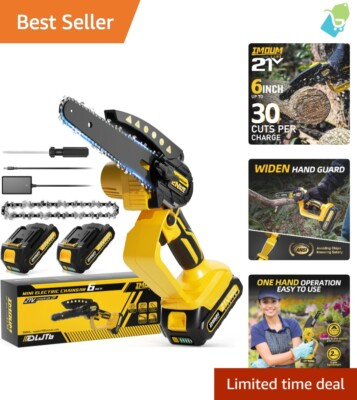 #ad #ad Compact 6 Inch Battery Chainsaw with 2 Lithium Ion Batteries for Easy Yard Work $89.97