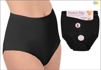 3 St. Damen Taillen Slip Slips schwarz 95% Baumwolle mit  5% Elas.  Art 545