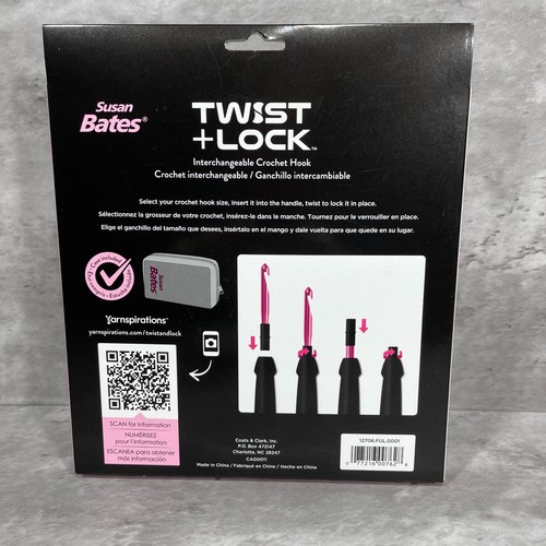 New SUSAN BATES Twist + Lock CROCHET HOOK Interchangeable SET w/ Case 11pc - Picture 5 of 10