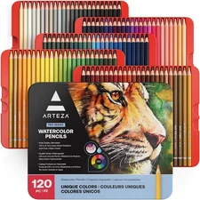 Arteza Watercolor Colored Pencils for Adult Coloring Set of 120 Colored Penci