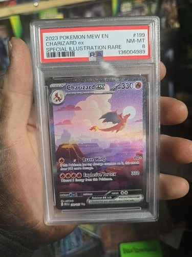 PSA 8 * 2023 Pokémon Charizard ex SIR #199 Mew En Special Illustration Rare