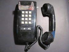 Vintage Western Electric Bell System Wall Phone Push Button Black 2554 WORKS